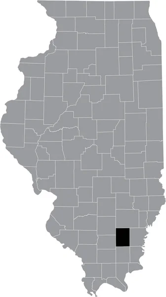 イリノイ州の灰色の地図の中にあるイリノイ州ハミルトン郡の黒いハイライトされた場所 — ストックベクタ