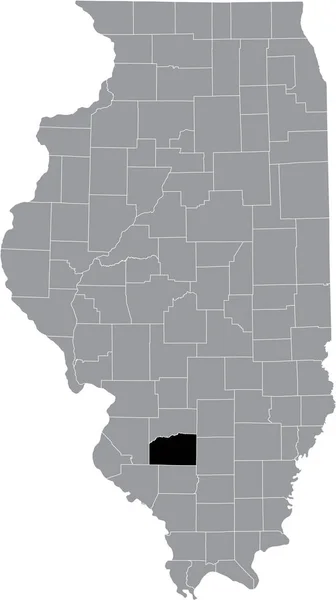 イリノイ州の灰色の地図の中にあるイリノイ州ワシントン郡の黒いハイライトされた場所 — ストックベクタ