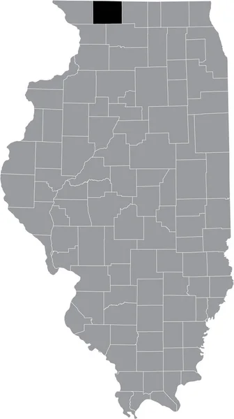 Mappa Dettagliata Nera Della Contea Illinoisan Stephenson All Interno Della — Vettoriale Stock