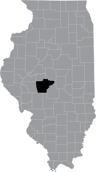 Mapa Ubicación Resaltado Negro Del Condado Illinoisan Sangamon Dentro Del — Vector de stock