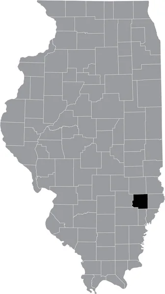 イリノイ州の灰色の地図の中にあるイリノイ州リッチランド郡の黒いハイライトされた場所 — ストックベクタ