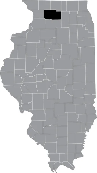 Černá Zvýrazněná Mapa Illinoisan Ogle County Uvnitř Šedé Mapy Federálního — Stockový vektor