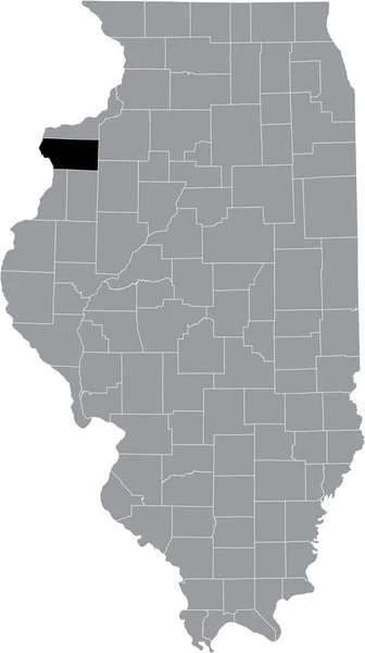 Černá Zvýrazněná Mapa Umístění Illinoisan Mercer County Uvnitř Šedé Mapy — Stockový vektor