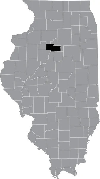 Schwarz Hervorgehobene Lagekarte Des Illinois Marshall County Innerhalb Der Grauen — Stockvektor