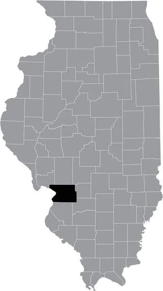 Černá Zvýrazněná Mapa Umístění Illinoisan Madison County Uvnitř Šedé Mapy — Stockový vektor