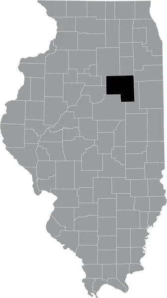 Černá Zvýrazněná Mapa Umístění Okresu Illinoisan Livingston Uvnitř Šedé Mapy — Stockový vektor