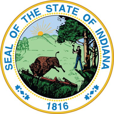 Resmi vektör. Indiana, ABD 'nin federal mührü.