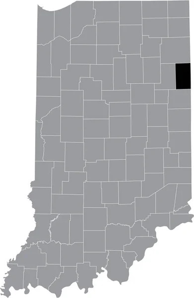 Preto Destaque Mapa Localização Condado Hoosier Adams Dentro Mapa Cinza — Vetor de Stock