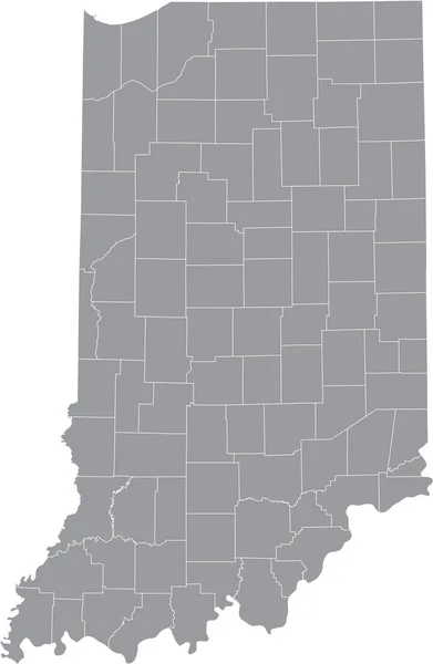 Mapa Vetorial Cinzento Estado Federal Indiana Eua Com Fronteiras Brancas — Vetor de Stock