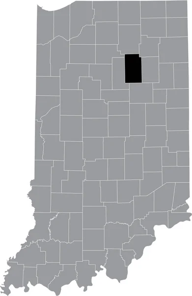 Mapa Ubicación Resaltado Negro Del Condado Hoosier Wabash Dentro Del — Vector de stock