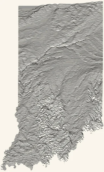 Mapa Topograficzna Stanu Indiana Usa Czarnymi Konturami Beżowym Tle — Wektor stockowy