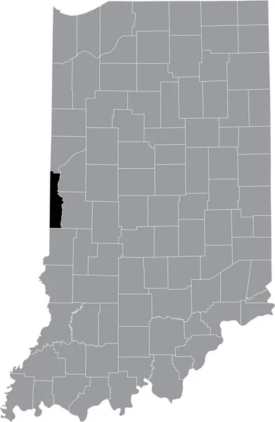 Zwart Gemarkeerde Kaart Van Locatie Van Hoosier Vermillion County Grijze — Stockvector