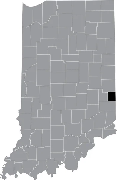 Preto Destaque Mapa Localização Condado Hoosier Union Dentro Mapa Cinza — Vetor de Stock