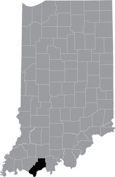 Preto Destaque Mapa Localização Condado Hoosier Spencer Dentro Mapa Cinza —  Vetores de Stock