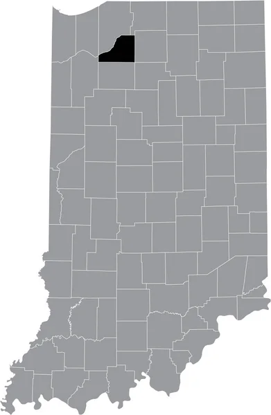 美国印第安纳联邦州灰度地图内的Hoosier Starke县的黑色醒目位置图 — 图库矢量图片