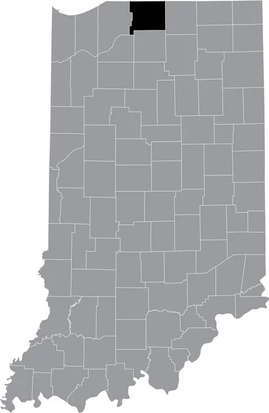 联邦印第安纳州内灰色地图内的Hoosier Joseph县的黑色醒目位置图 — 图库矢量图片