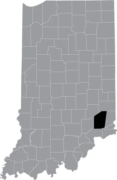 Černá Zvýrazněná Mapa Umístění Okresu Hoosier Ripley Uvnitř Šedé Mapy — Stockový vektor