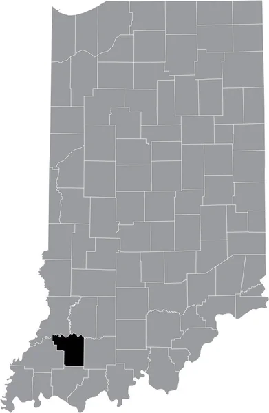 美国印第安纳联邦州内灰色地图内的Hoosier Pike县的黑色醒目位置图 — 图库矢量图片