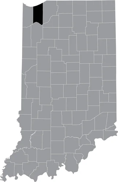 Czarny Podkreślono Mapę Lokalizacji Hoosier Porter County Wewnątrz Szarej Mapy — Wektor stockowy