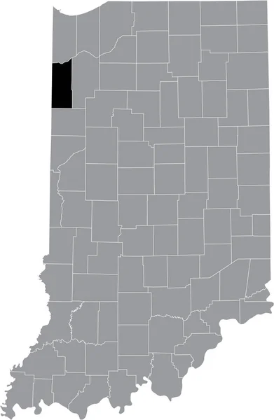 Czarny Podkreślono Mapę Lokalizacji Hoosier Newton County Wewnątrz Szarej Mapy — Wektor stockowy