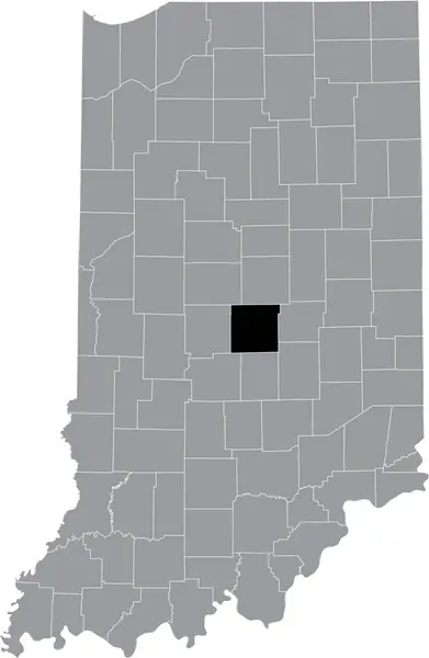 Preto Destaque Mapa Localização Condado Hoosier Marion Dentro Mapa Cinza —  Vetores de Stock