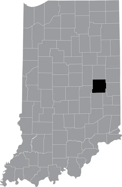 美国印第安纳联邦州内的霍西尔 亨利县灰色地图上的黑色醒目位置图 — 图库矢量图片