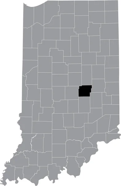 Černá Zvýrazněná Mapa Umístění Okresu Hoosier Hancock Uvnitř Šedé Mapy — Stockový vektor