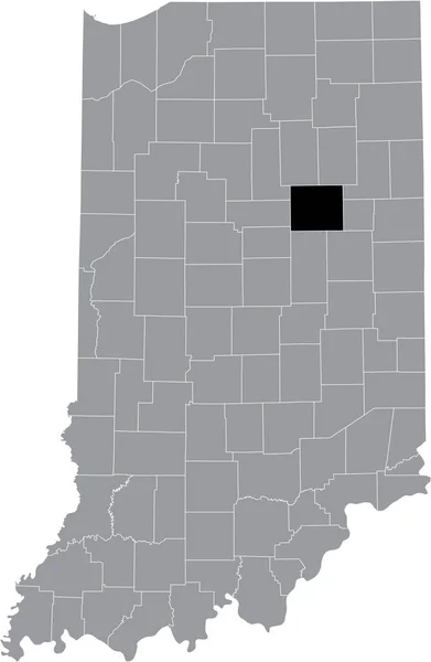 美国印第安纳联邦州内灰色地图内的Hoosier Grant县的黑色醒目位置图 — 图库矢量图片