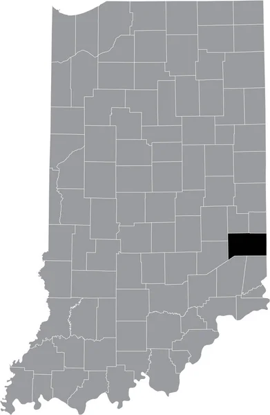 美国印第安纳联邦州内的霍西尔富兰克林县灰色地图上的黑色醒目位置图 — 图库矢量图片