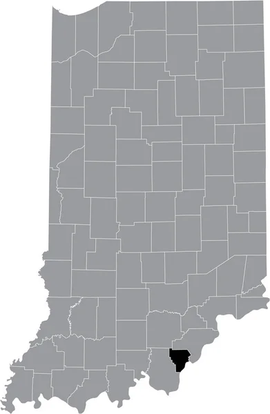 Svart Markerad Plats Karta Över Hoosier Floyd County Inuti Grå — Stock vektor