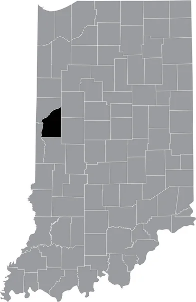 Černá Zvýrazněná Mapa Lokality Hoosier Fountain County Uvnitř Šedé Mapy — Stockový vektor