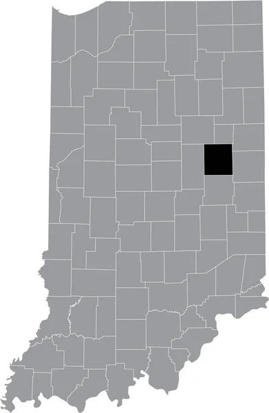 Preto Destaque Mapa Localização Condado Hoosier Delaware Dentro Mapa Cinza — Vetor de Stock