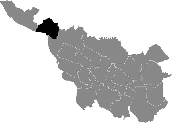 Mapa Ubicación Negro Del Subdistrito Bremer Vegesack Dentro Capital Regional — Vector de stock