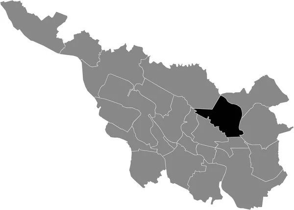 ドイツ ブレーメン市内のブレーマー ホーン リー地区の黒い地図 — ストックベクタ