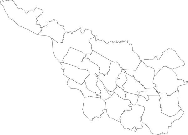 Enkel Blank Vit Vektorkarta Med Svarta Kanter Deldistrikten Bremen Tyskland — Stock vektor