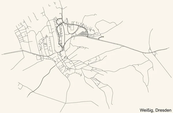 Preto Simples Mapa Detalhado Estradas Rua Fundo Bege Vintage Bairro —  Vetores de Stock