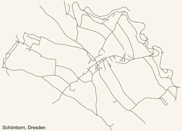 Preto Simples Mapa Detalhado Estradas Rua Fundo Bege Vintage Bairro —  Vetores de Stock