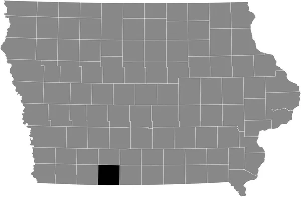 Iowa Federal Eyaleti Nin Gri Haritasında Ringgold County Nin Siyah — Stok Vektör