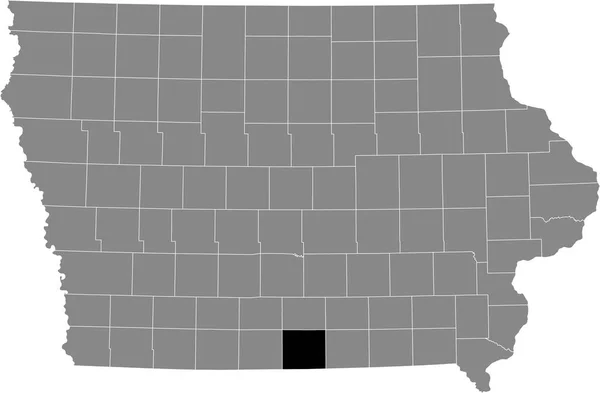 Iowa Federal Eyaleti Nin Gri Haritasında Wayne County Nin Siyah — Stok Vektör