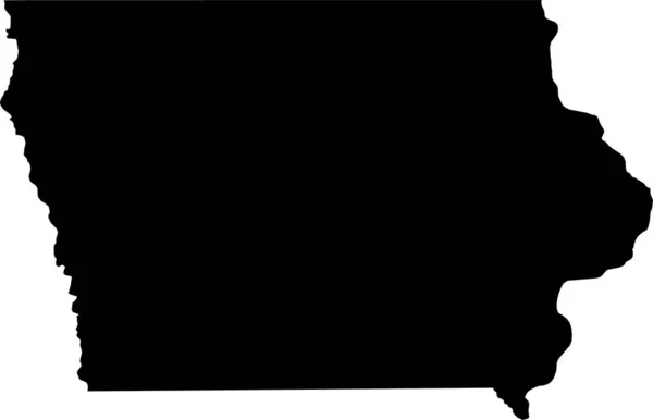 Simple Mapa Vectorial Negro Del Estado Federal Iowa — Vector de stock