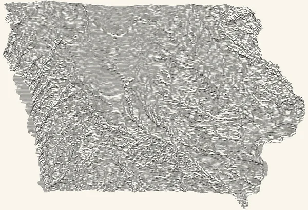 Mapa Topográfico Luz Del Estado Federal Iowa Con Líneas Contorno — Archivo Imágenes Vectoriales