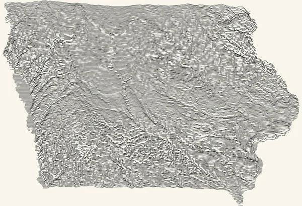 Lichttopografische Kaart Van Federale Staat Iowa Usa Met Zwarte Contourlijnen — Stockvector