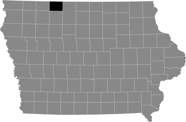 Μαύρο Τονισμένο Χάρτη Θέση Της Κομητείας Emmet Μέσα Γκρι Χάρτη — Διανυσματικό Αρχείο