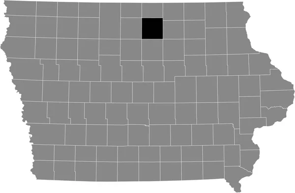 美国爱荷华州内的Cerro Gordo县灰色地图中的黑色突出显示的位置图 — 图库矢量图片