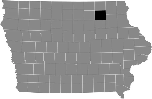 Iowa Federal Eyaleti Nin Gri Haritasında Chickasaw Lçesi Nin Siyah — Stok Vektör