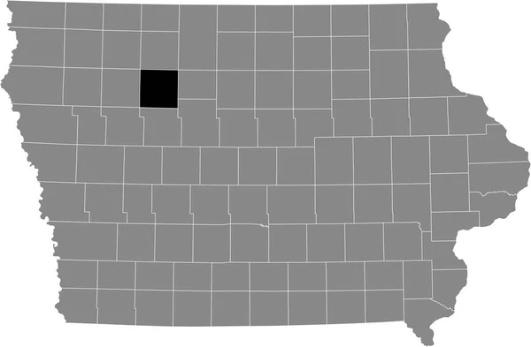 Czarny Podkreślono Mapę Lokalizacji Pocahontas County Wewnątrz Szarej Mapy Kraju — Wektor stockowy