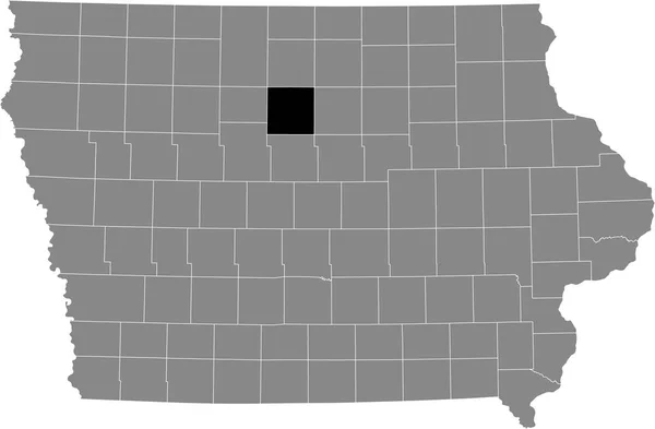 アメリカのアイオワ州の灰色の地図の中のライト郡の黒いハイライトされた場所 — ストックベクタ