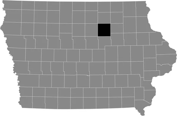 アメリカ合衆国アイオワ州の灰色の地図の中のバトラー郡の黒いハイライトされた場所 — ストックベクタ