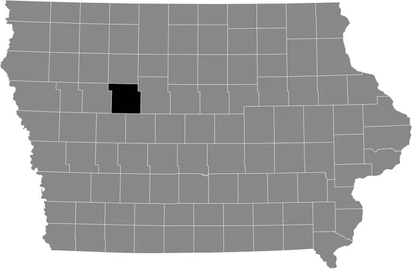 美国爱荷华州内卡洪县灰色地图内的黑色醒目位置图 — 图库矢量图片