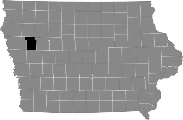 Ida County Nin Iowa Federal Eyaleti Nin Gri Haritasındaki Siyah — Stok Vektör